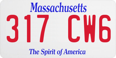MA license plate 317CW6