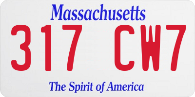 MA license plate 317CW7