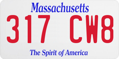 MA license plate 317CW8