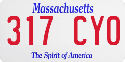 MA license plate 317CY0