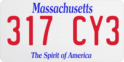 MA license plate 317CY3