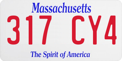 MA license plate 317CY4