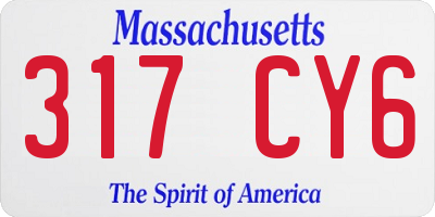 MA license plate 317CY6