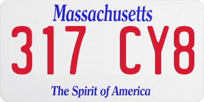 MA license plate 317CY8