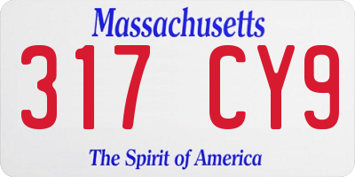 MA license plate 317CY9