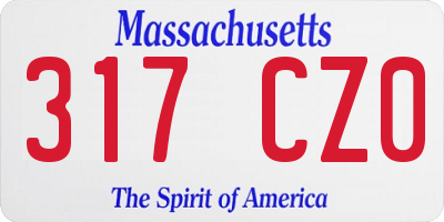 MA license plate 317CZ0