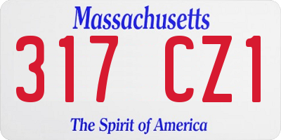 MA license plate 317CZ1