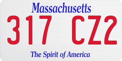 MA license plate 317CZ2