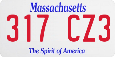 MA license plate 317CZ3
