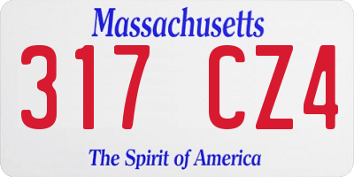MA license plate 317CZ4
