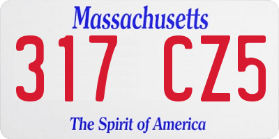 MA license plate 317CZ5