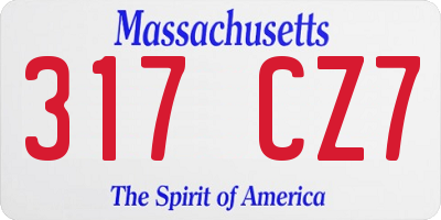 MA license plate 317CZ7