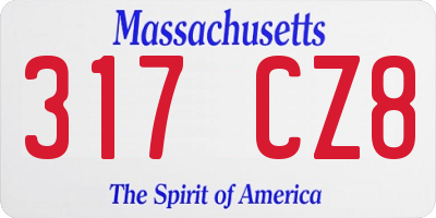 MA license plate 317CZ8