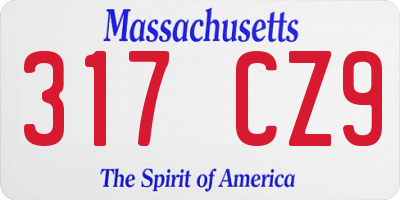 MA license plate 317CZ9