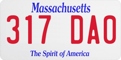 MA license plate 317DA0