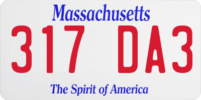 MA license plate 317DA3