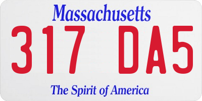 MA license plate 317DA5