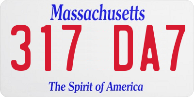 MA license plate 317DA7
