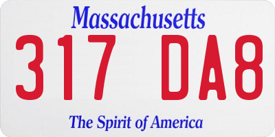 MA license plate 317DA8