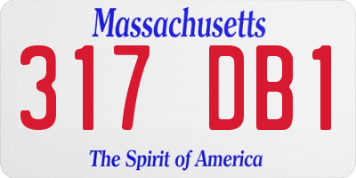 MA license plate 317DB1