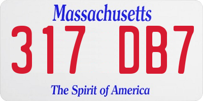 MA license plate 317DB7