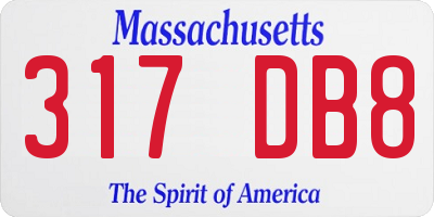 MA license plate 317DB8