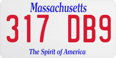 MA license plate 317DB9