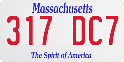 MA license plate 317DC7