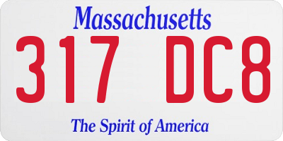 MA license plate 317DC8