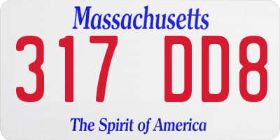 MA license plate 317DD8