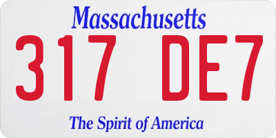 MA license plate 317DE7