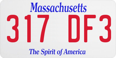MA license plate 317DF3