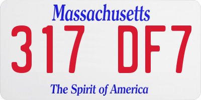 MA license plate 317DF7