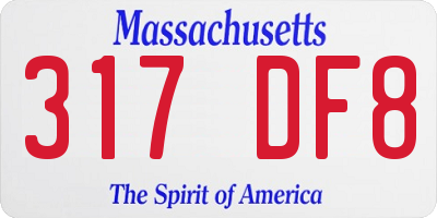 MA license plate 317DF8