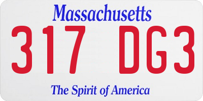 MA license plate 317DG3