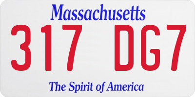 MA license plate 317DG7