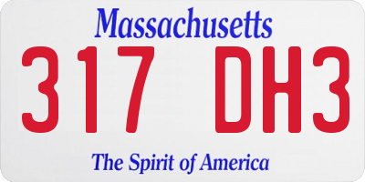 MA license plate 317DH3