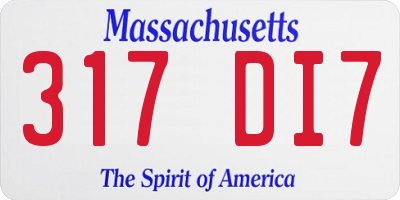 MA license plate 317DI7