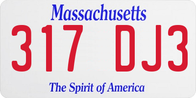 MA license plate 317DJ3