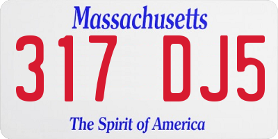 MA license plate 317DJ5