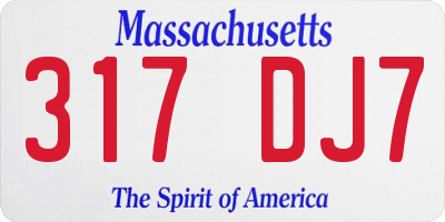 MA license plate 317DJ7