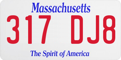 MA license plate 317DJ8
