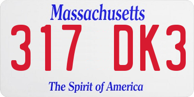 MA license plate 317DK3