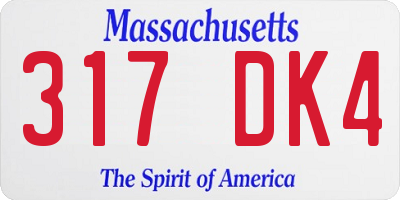 MA license plate 317DK4