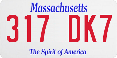 MA license plate 317DK7