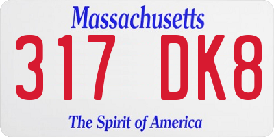 MA license plate 317DK8