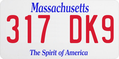 MA license plate 317DK9