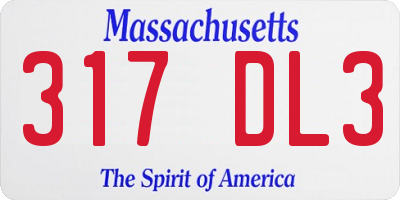 MA license plate 317DL3