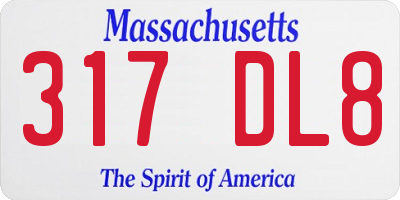 MA license plate 317DL8