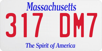 MA license plate 317DM7